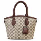 Geometric Monogram Print Top Handle Handbag