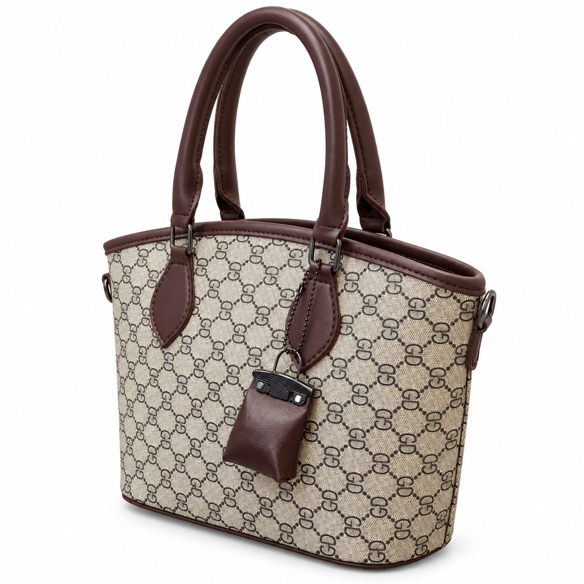 Geometric Monogram Print Top Handle Handbag