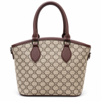Geometric Monogram Print Top Handle Handbag