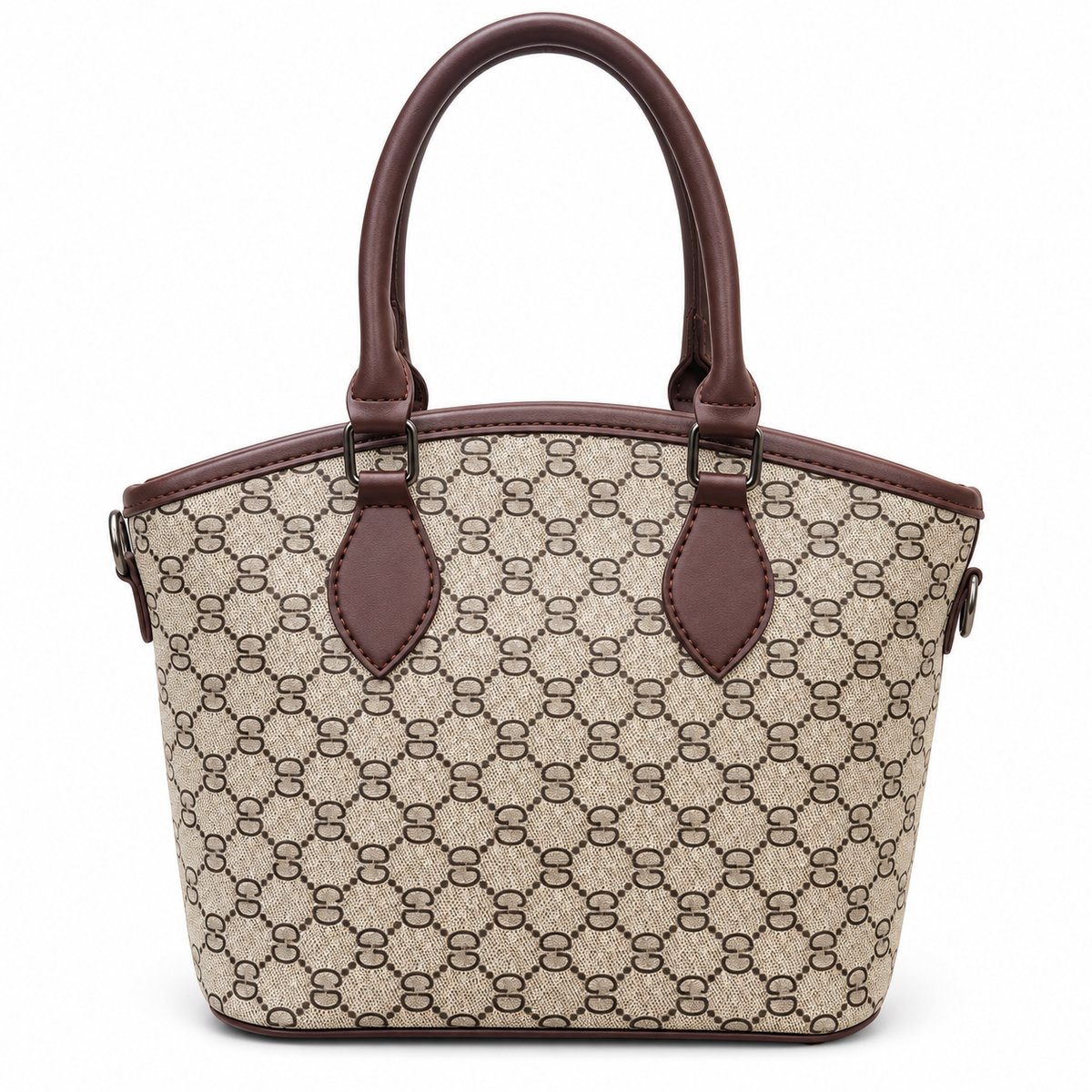 Geometric Monogram Print Top Handle Handbag