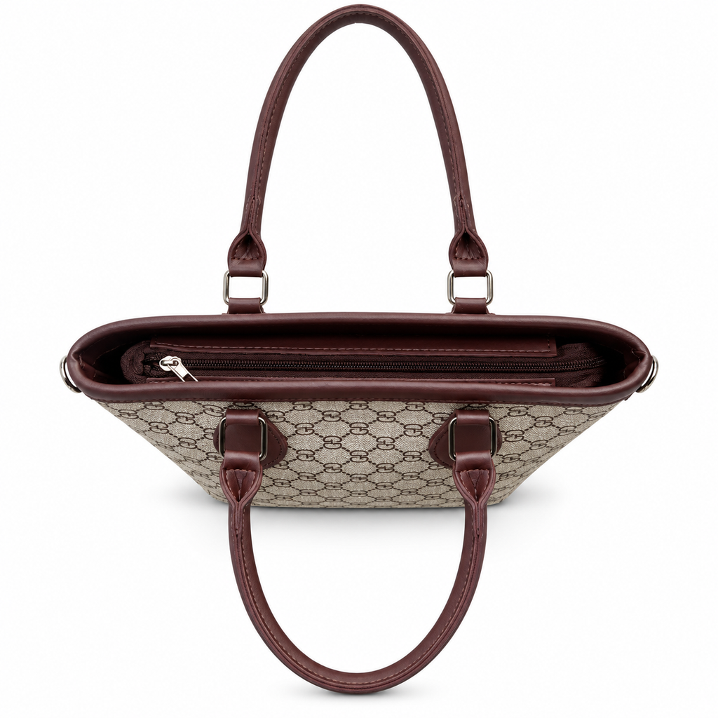Geometric Monogram Print Top Handle Handbag