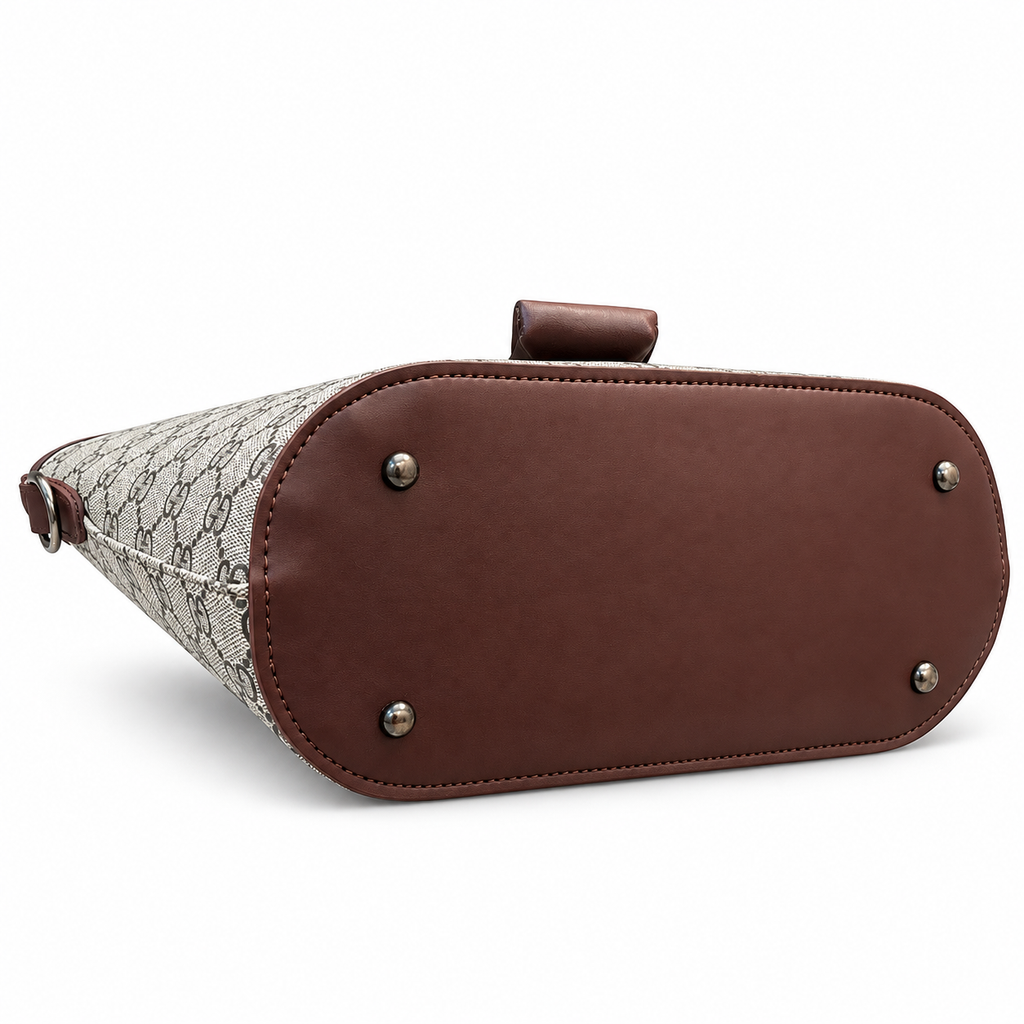 Geometric Monogram Print Top Handle Handbag
