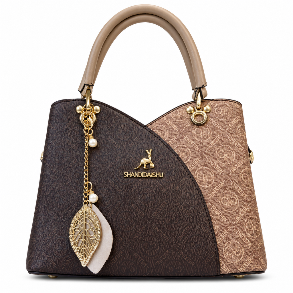 Imported Leaf Charm Top Handle Handbag