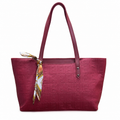 Structured Embossed Tote Bag with Scarf Accent