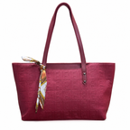 Structured Embossed Tote Bag with Scarf Accent