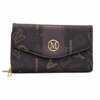All-Over Letter-Pattern Flap Clutch