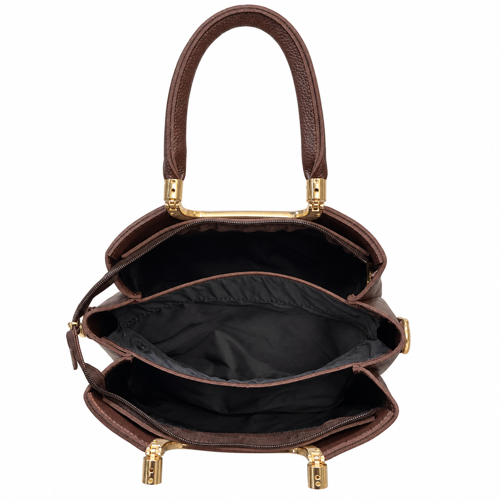 Frame Handbag with Three Interior Compartments