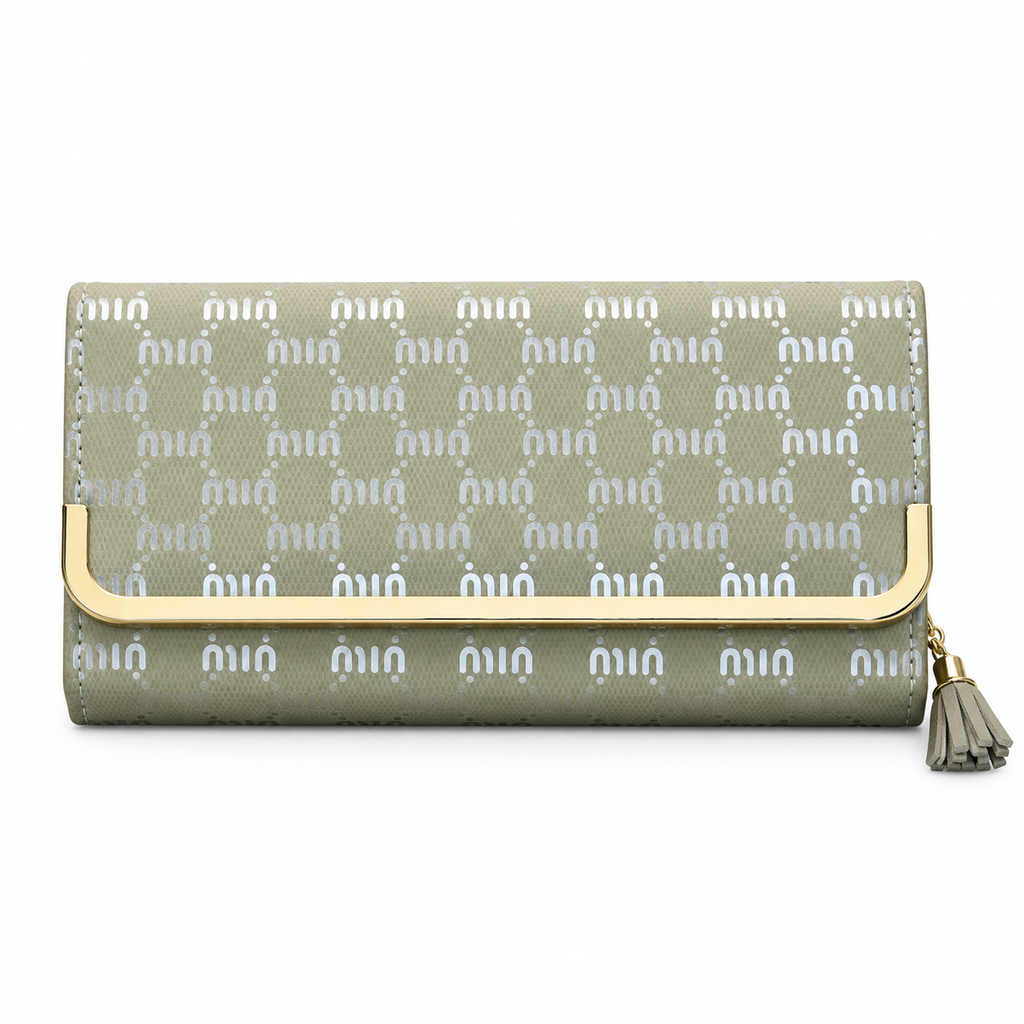 Patterned Envelope Clutch with U-Bar Detail