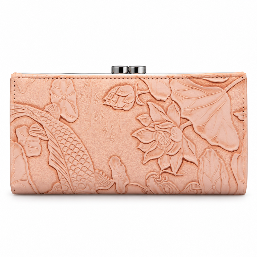 Floral Embossed Frame Clutch