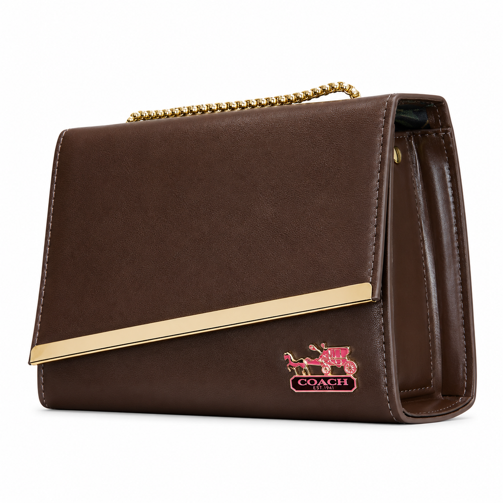 Diagonal-Bar Chain Flap Shoulder Bag