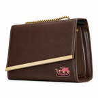 Diagonal-Bar Chain Flap Shoulder Bag
