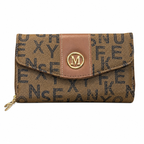 All-Over Letter-Pattern Flap Clutch