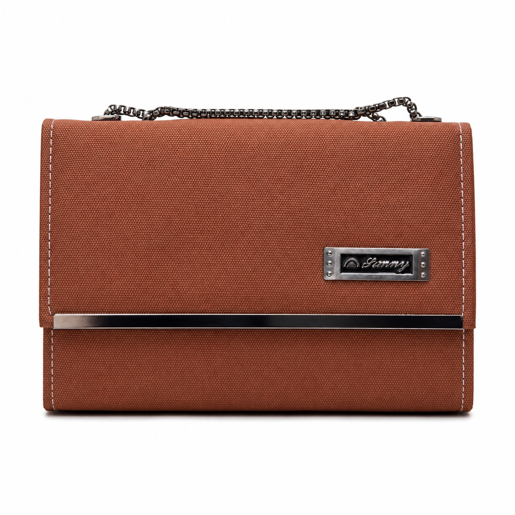Rectangular Textured Chain Flap Shoulder Bag