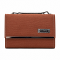 Rectangular Textured Chain Flap Shoulder Bag