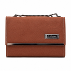 Rectangular Textured Chain Flap Shoulder Bag