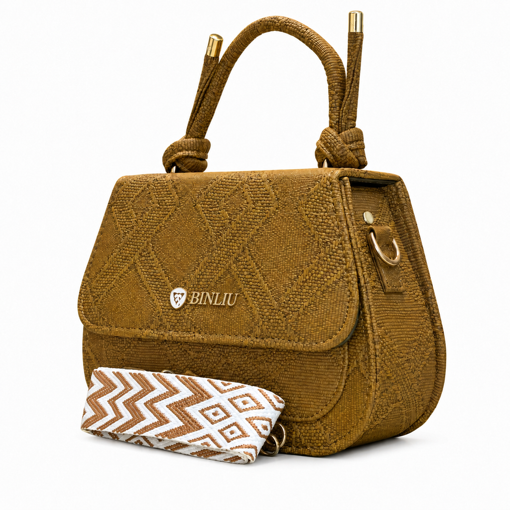 Textured Top-Handle Handbag with Scarf Accent