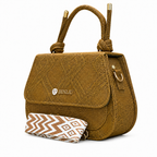Textured Top-Handle Handbag with Scarf Accent