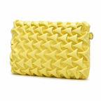 Ruched Textured Clutch with Chain Strap