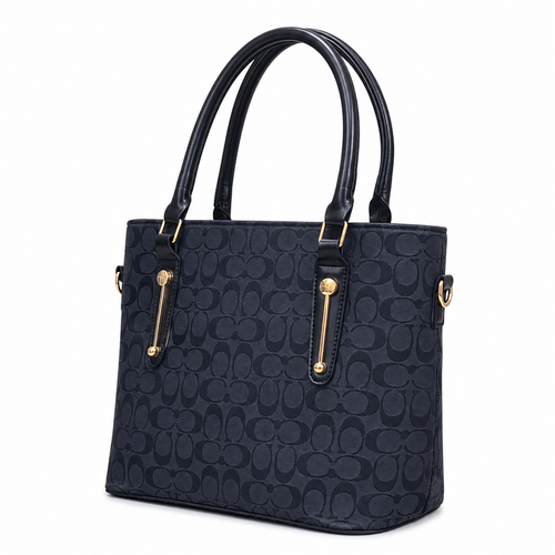 All-Over Patterned Structured Tote Bag