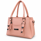 Three-Compartment Structured Handbag with Tassel Charm
