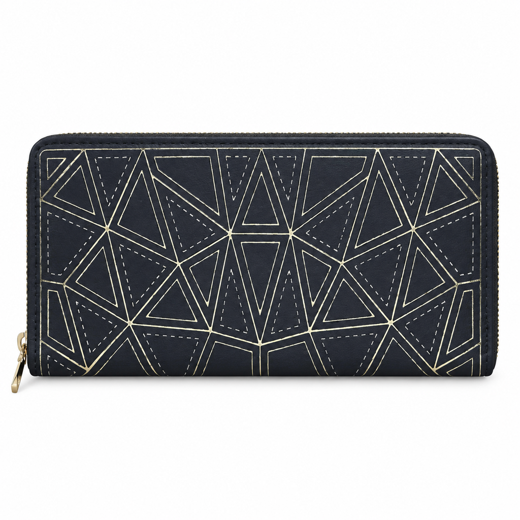 Geometric Pattern Zipper Wallet