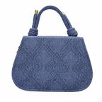 Textured Top-Handle Handbag with Scarf Accent
