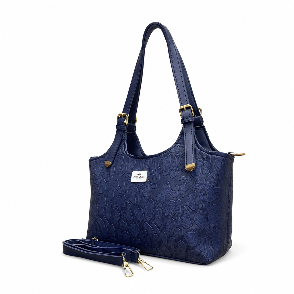 Structured Embossed Shoulder Tote Bag