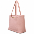 Structured Textured Shoulder Tote with Front Pocket