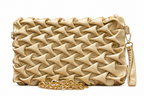 Ruched Textured Clutch with Chain Strap