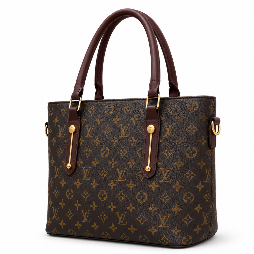 All-Over Patterned Structured Tote Bag