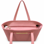 Structured Textured Shoulder Tote with Front Pocket