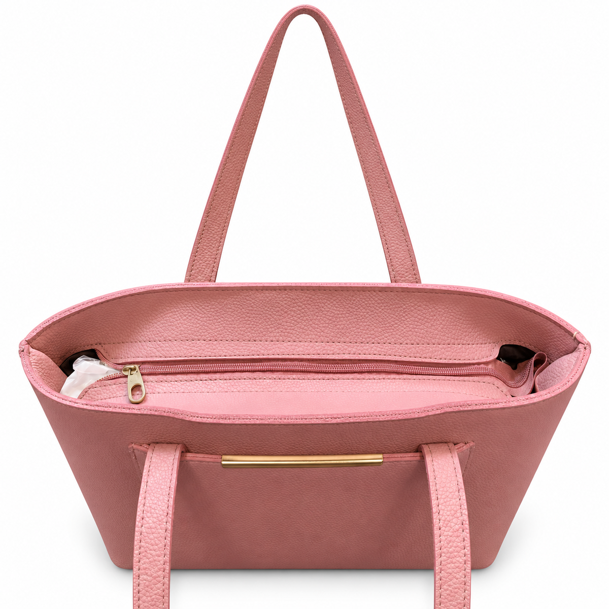 Structured Textured Shoulder Tote with Front Pocket