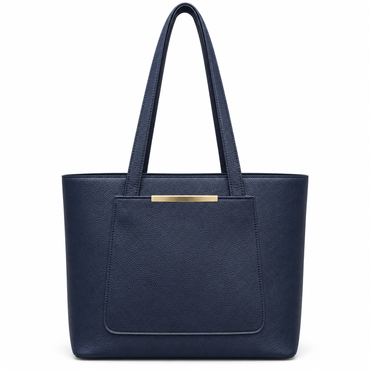 Structured Textured Shoulder Tote with Front Pocket
