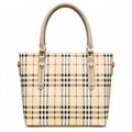 Classic Check-Pattern Structured Tote Bag