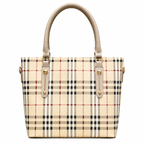 Classic Check-Pattern Structured Tote Bag