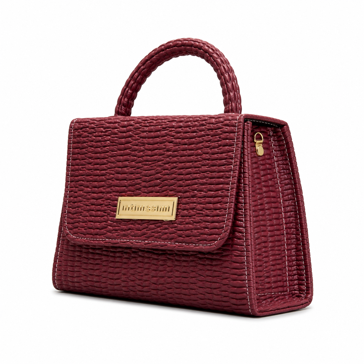 Wavy-Texture Top-Handle Handbag with Chain Strap