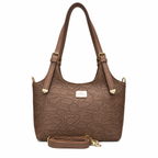 Structured Embossed Shoulder Tote Bag
