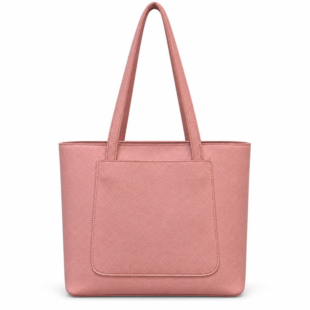 Structured Textured Shoulder Tote with Front Pocket