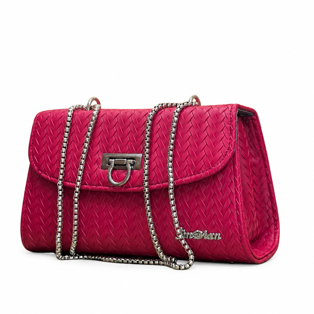 Chevron Embossed Chain Shoulder Bag
