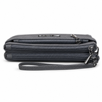 Quilted Double-Zipper Wristlet Pouch