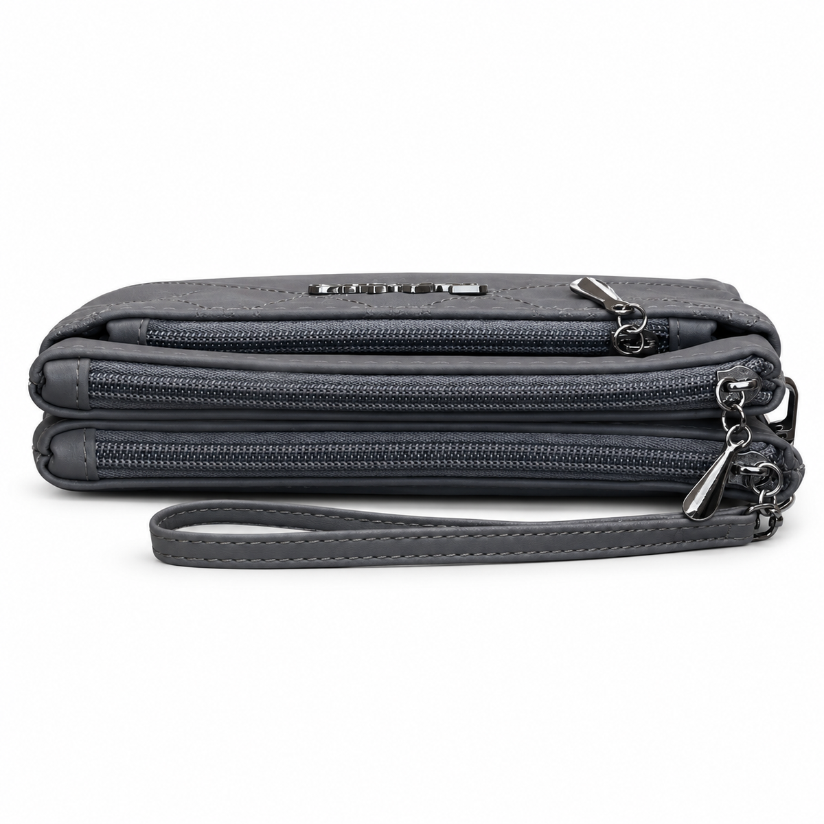 Quilted Double-Zipper Wristlet Pouch