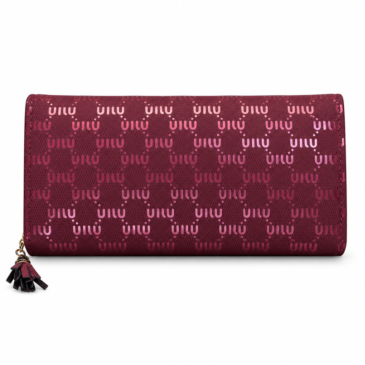 Patterned Envelope Clutch with U-Bar Detail