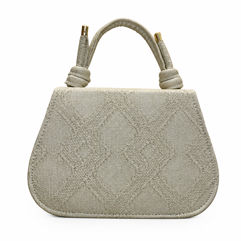 Textured Top-Handle Handbag with Scarf Accent