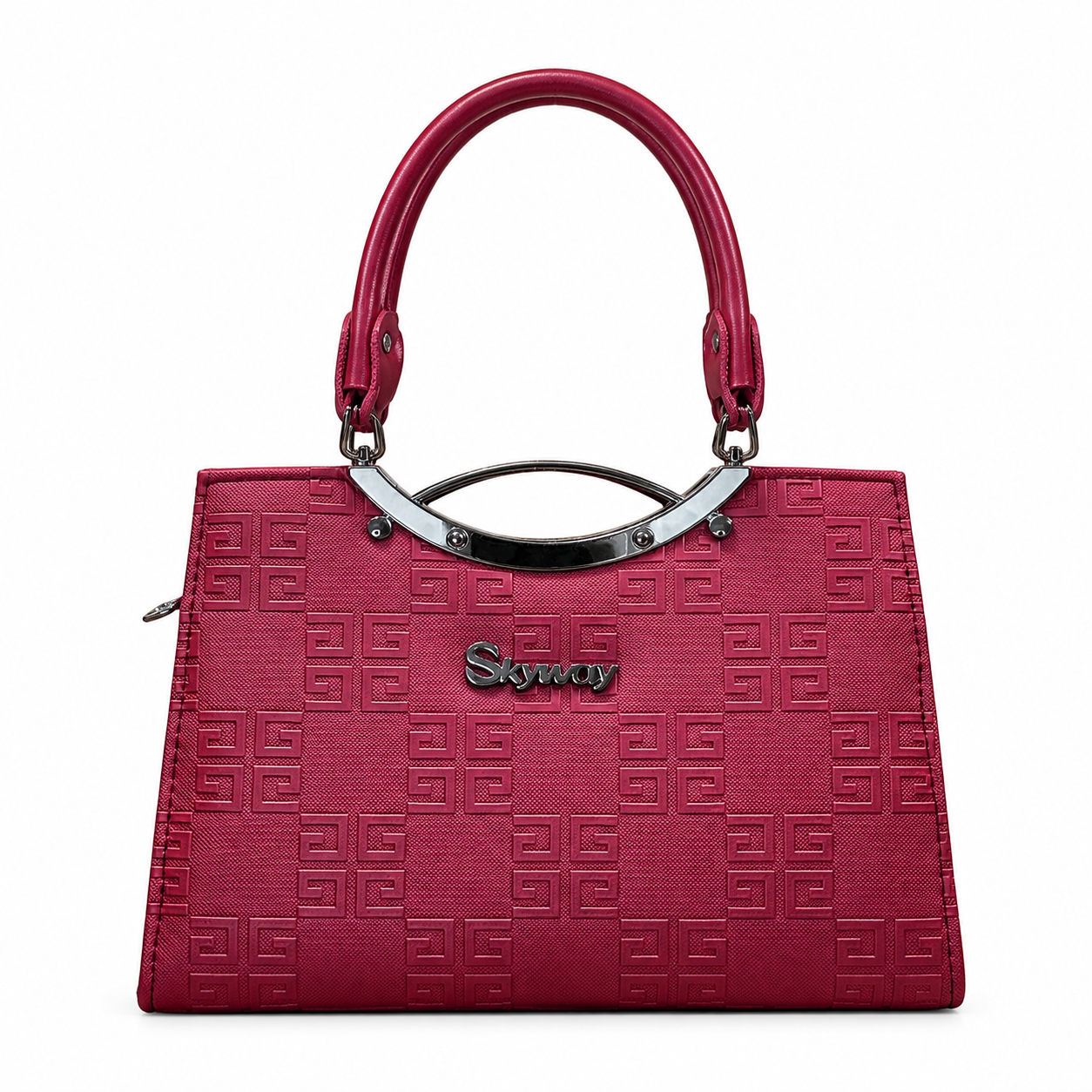 Geometric Embossed Double-Handle Handbag