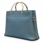 Structured Grid-Textured Top-Handle Handbag