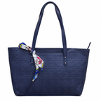 Structured Embossed Tote Bag with Scarf Accent