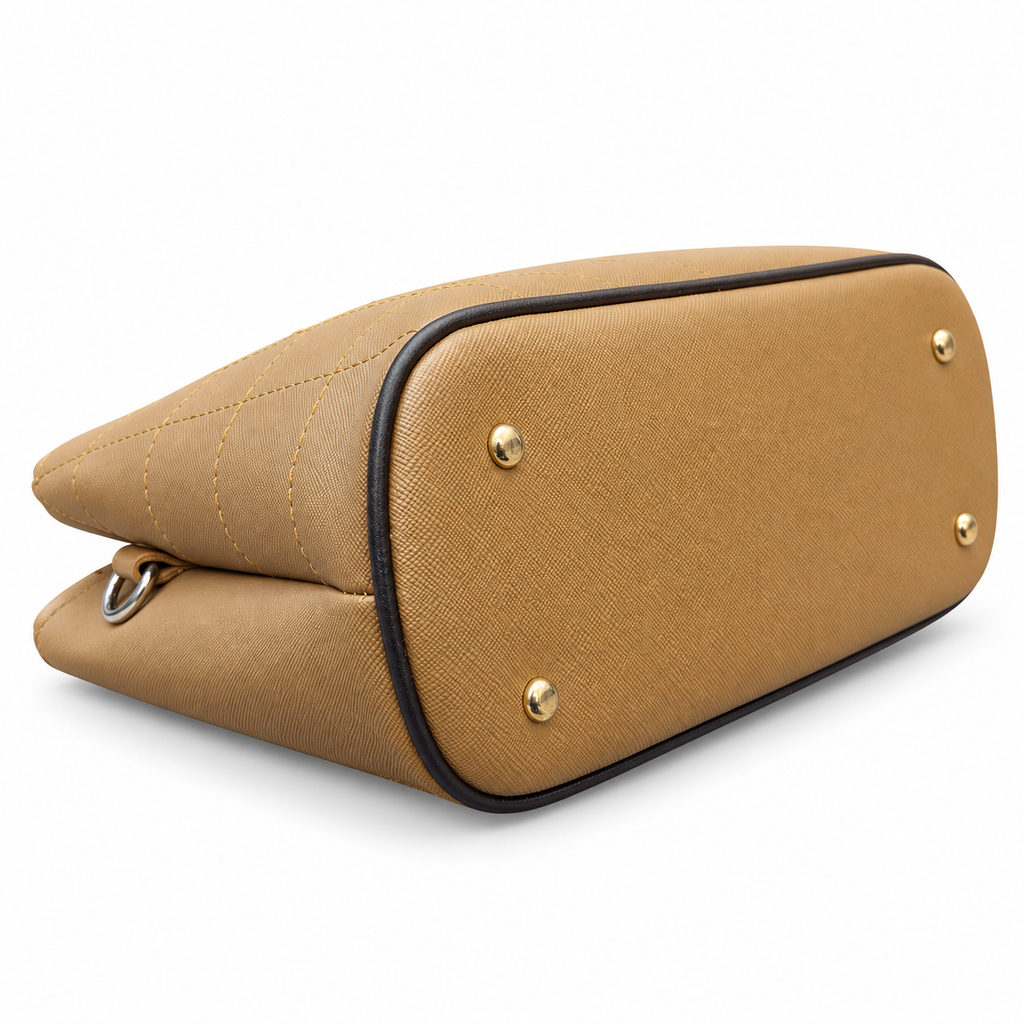 Structured Grid-Textured Top-Handle Handbag