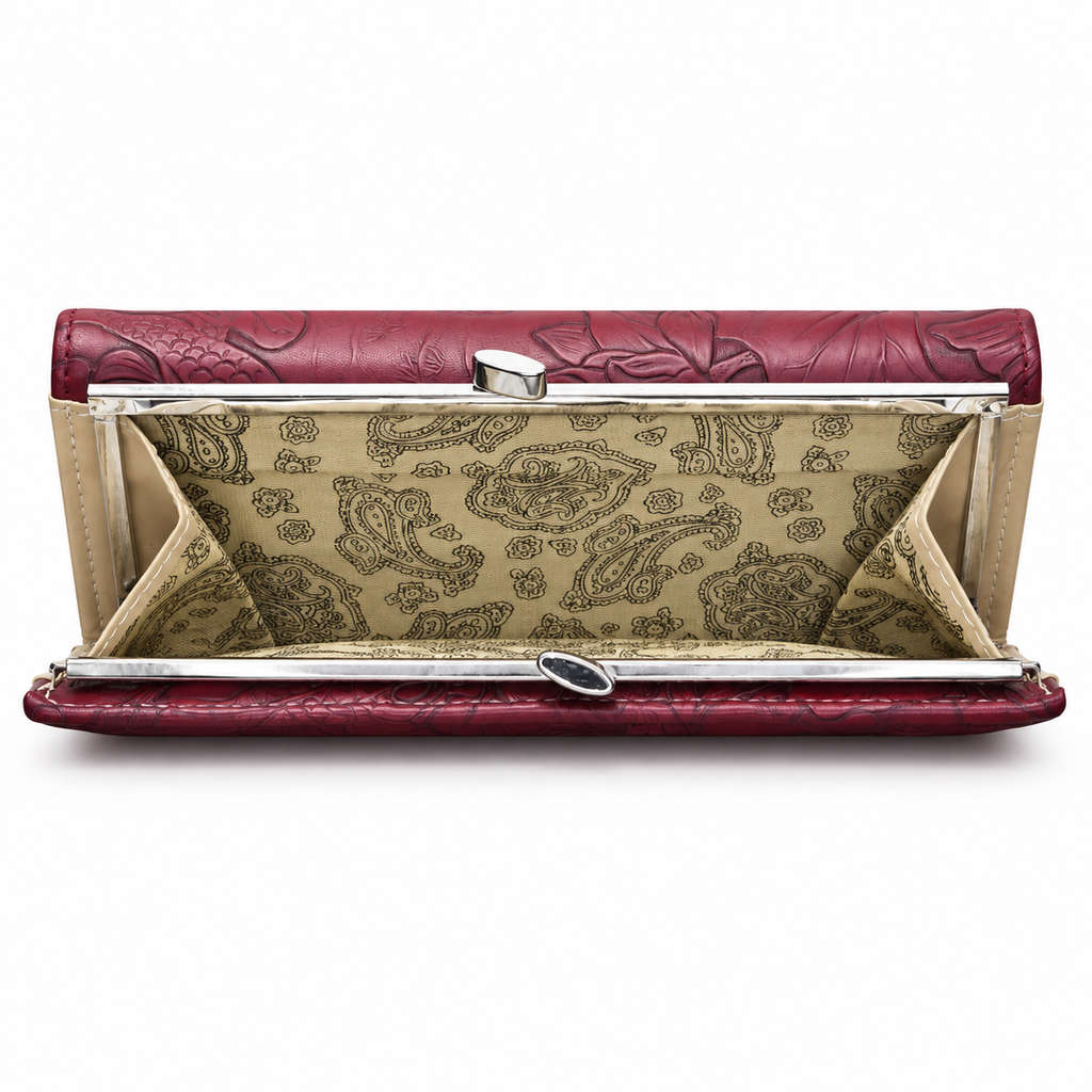 Floral Embossed Frame Clutch