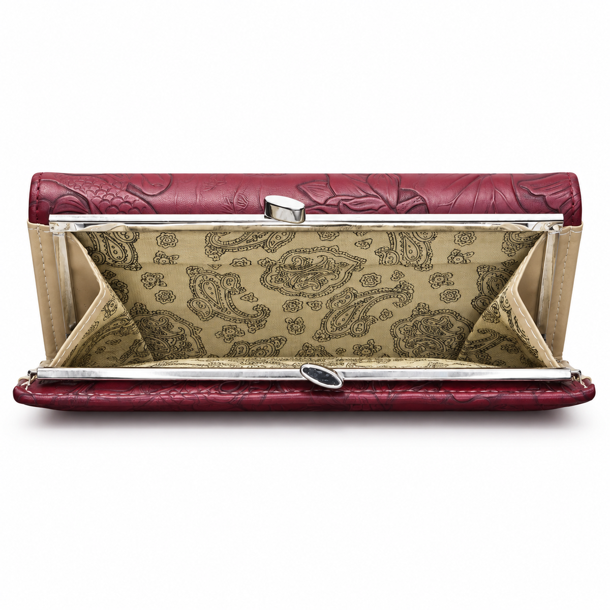 Floral Embossed Frame Clutch
