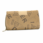 All-Over Letter-Pattern Flap Clutch